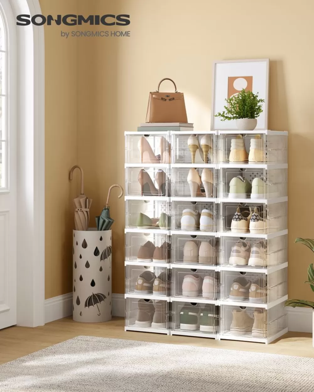 Best Sale Banc à chaussures pochettes en pu marron rustique et noir d'encre Meubles À Chaussures | Meubles À Chaussures