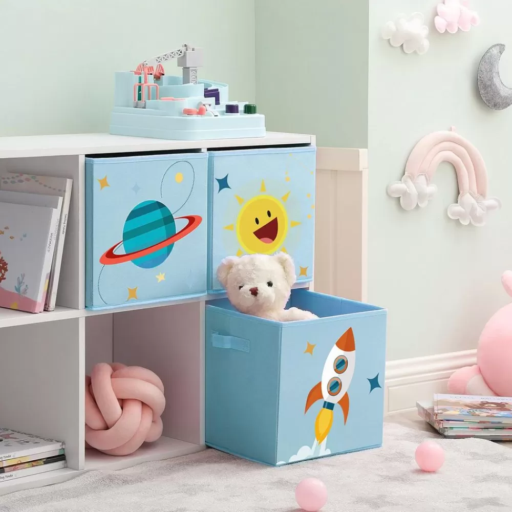 Outlet 3 Boîtes de rangement bleu Enfant Chambre | Rangements À Cubes