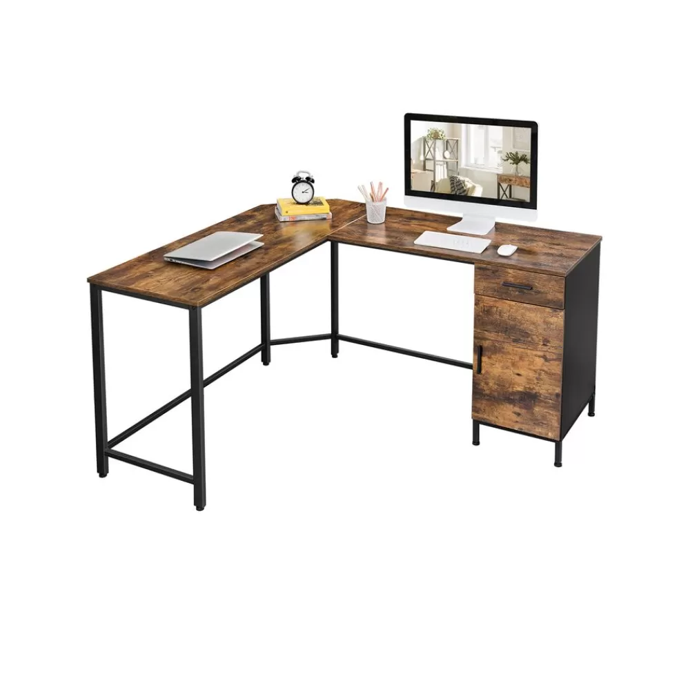 Cheap Bureau d’angle grège et noir Bureau