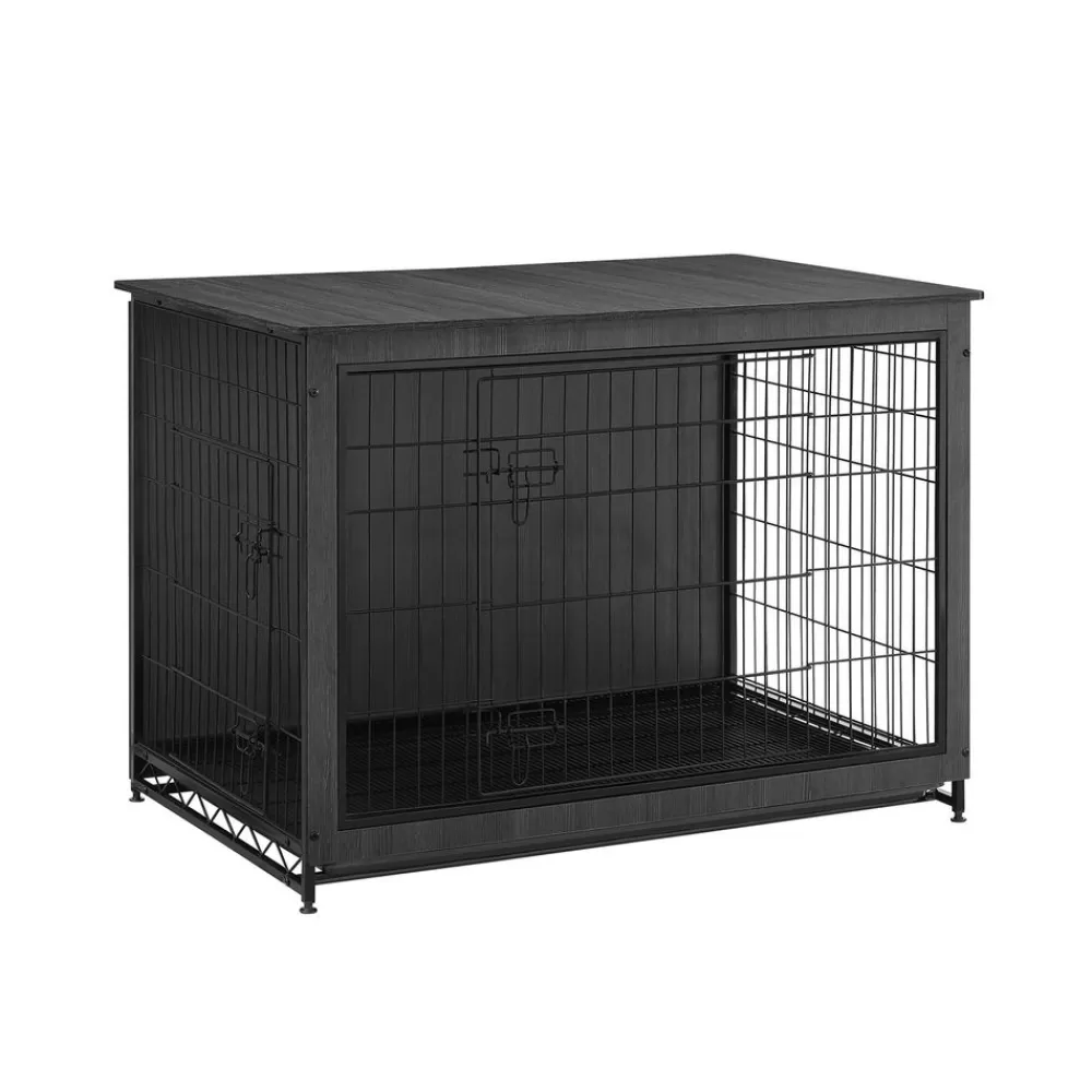 Discount Cage pour chiens plateau amovible moderne noir d'encre Cages Pour Chien