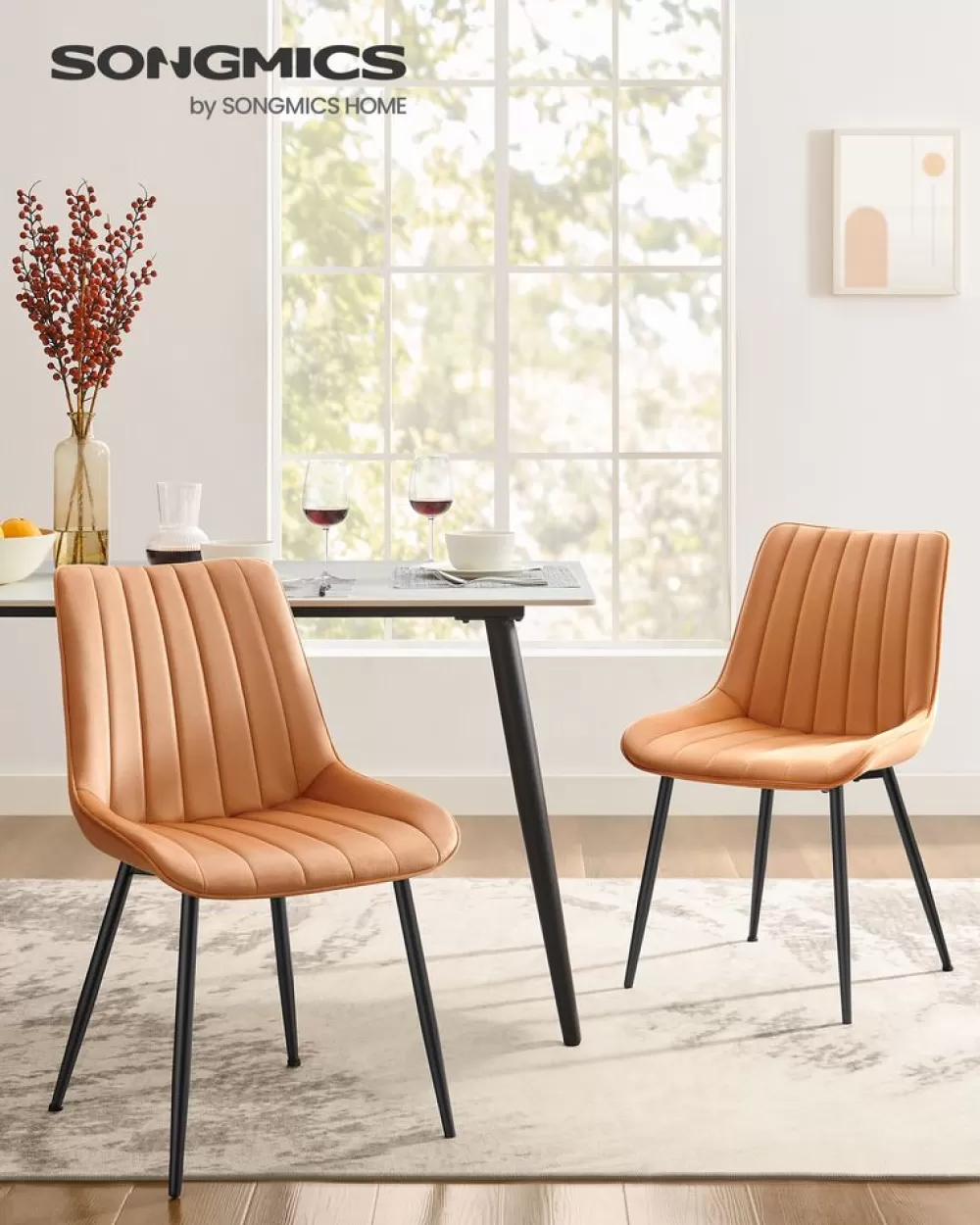 Cheap Chaise salle à manger fauteuil pivotant charge 120 kg marron caramel et noir d'encre Chaises
