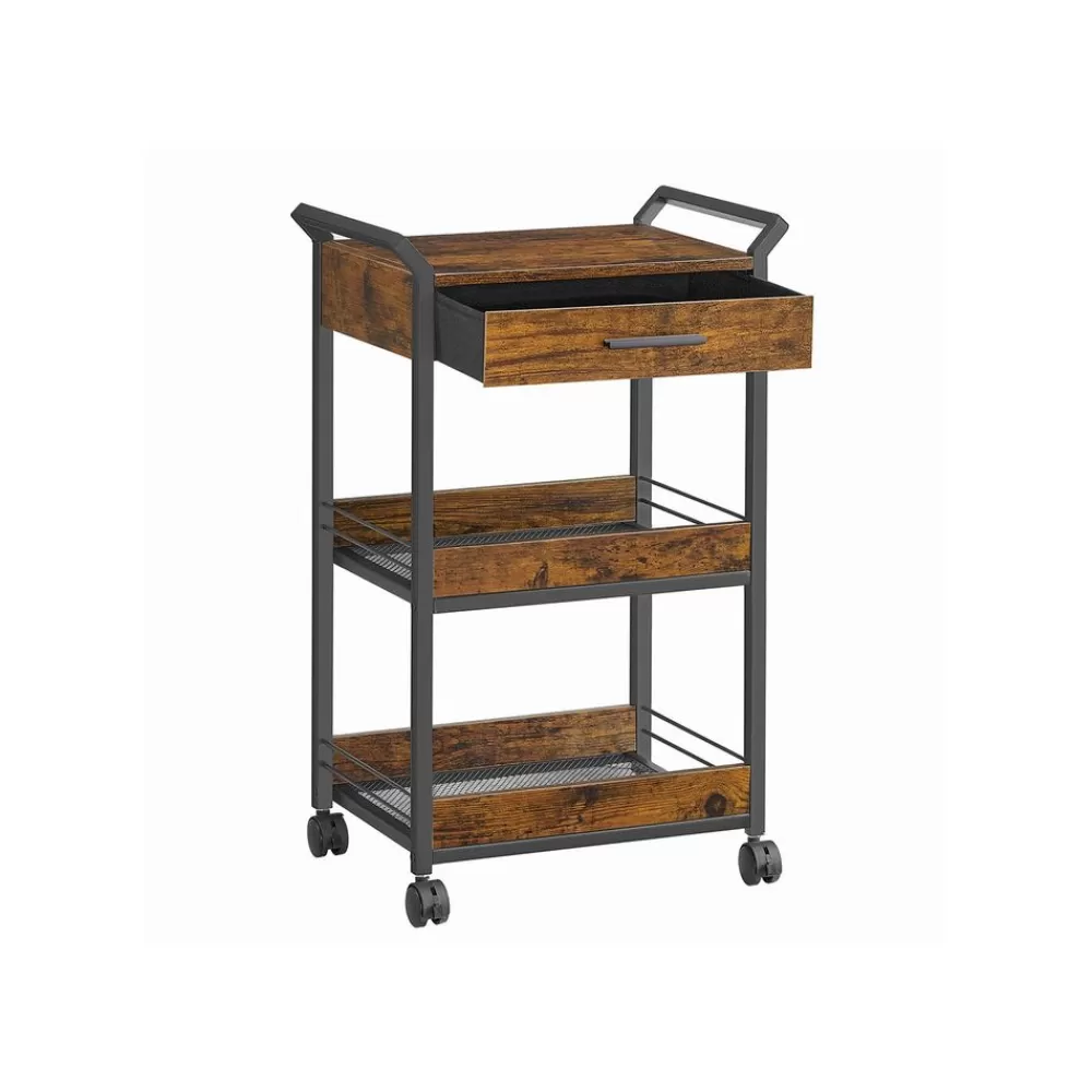 Cheap Desserte de style industriel cadre en acier 40 x 88 x 96 cm marron rustique et noir Dessertes