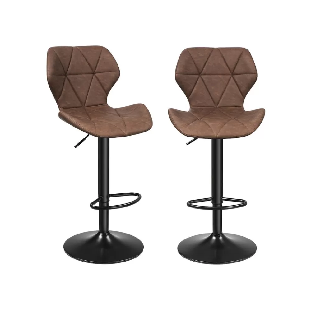 Clearance EKHO 2 tabourets de bar pivotant à 360° hauteur 65 cm marron caramel Tabourets De Bar