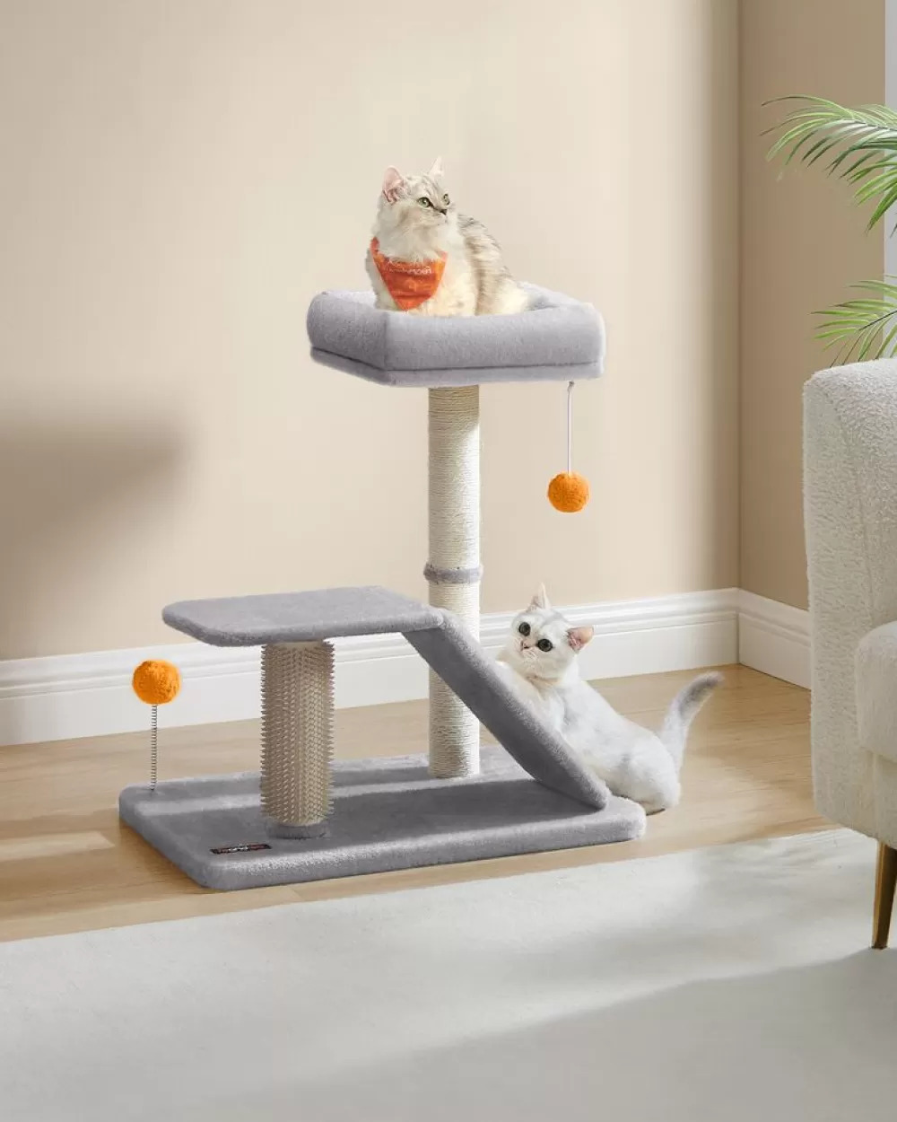 Discount Griffoir pour chat avec lit rampe de grattage pivotante gris clair Arbres À Chat