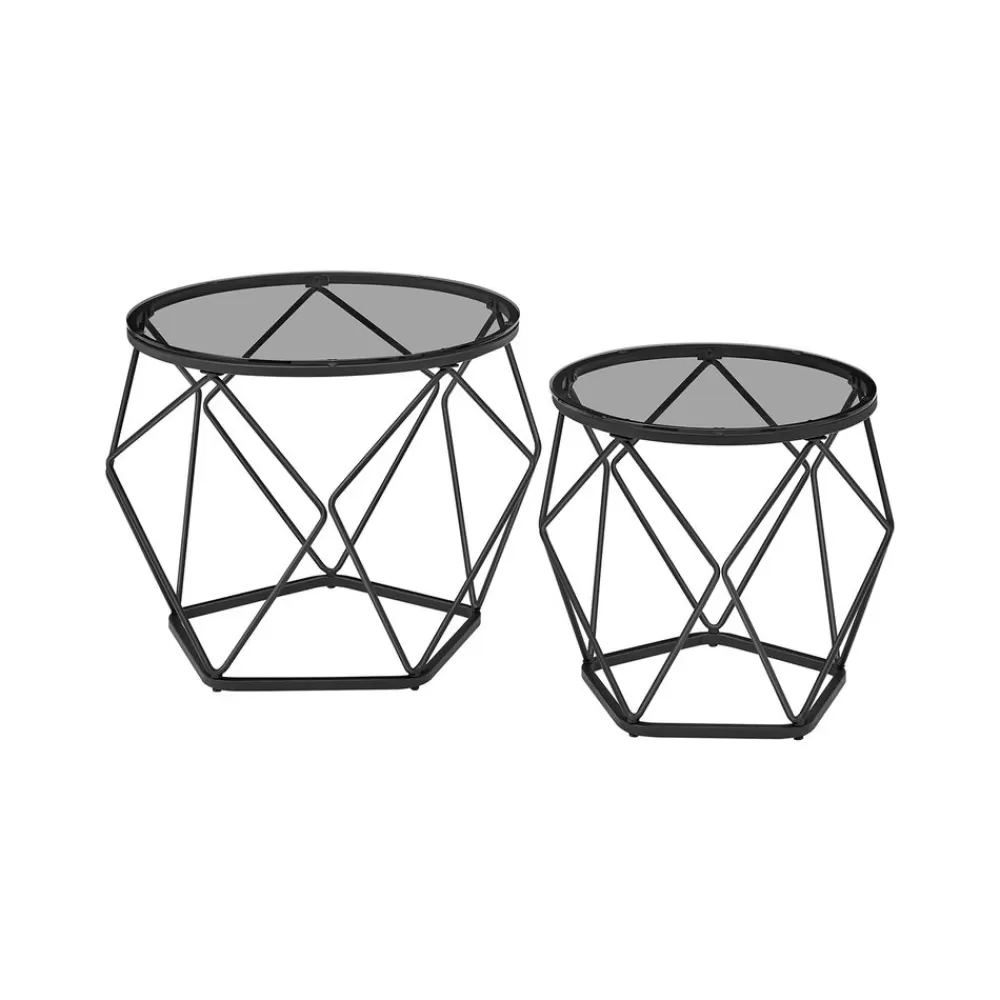 Store Lot de 2 tables de chevet lumière 3 couleurs 35 x 40 x 18 cm noir boisé Tables D'Appoint