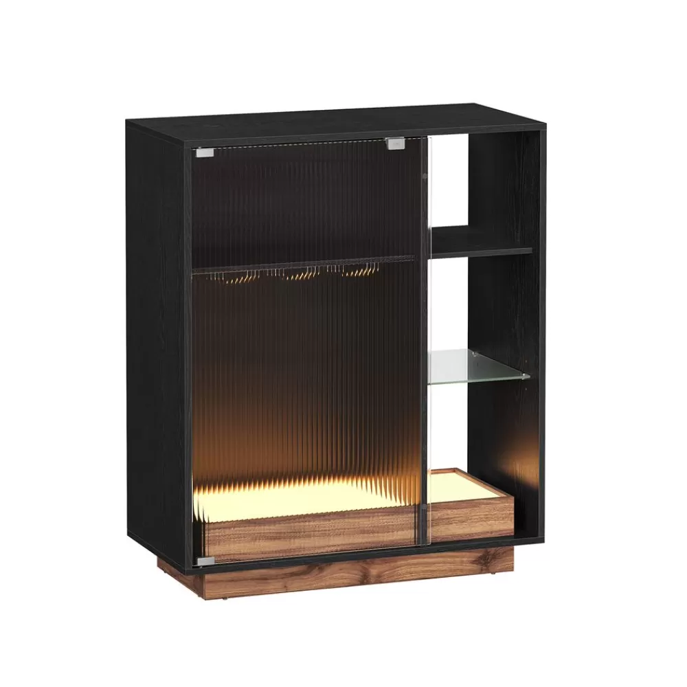 Clearance Meuble bar à vin avec éclairage et porte-verre Cuisine & Salle À Manger | Rangements À Cubes