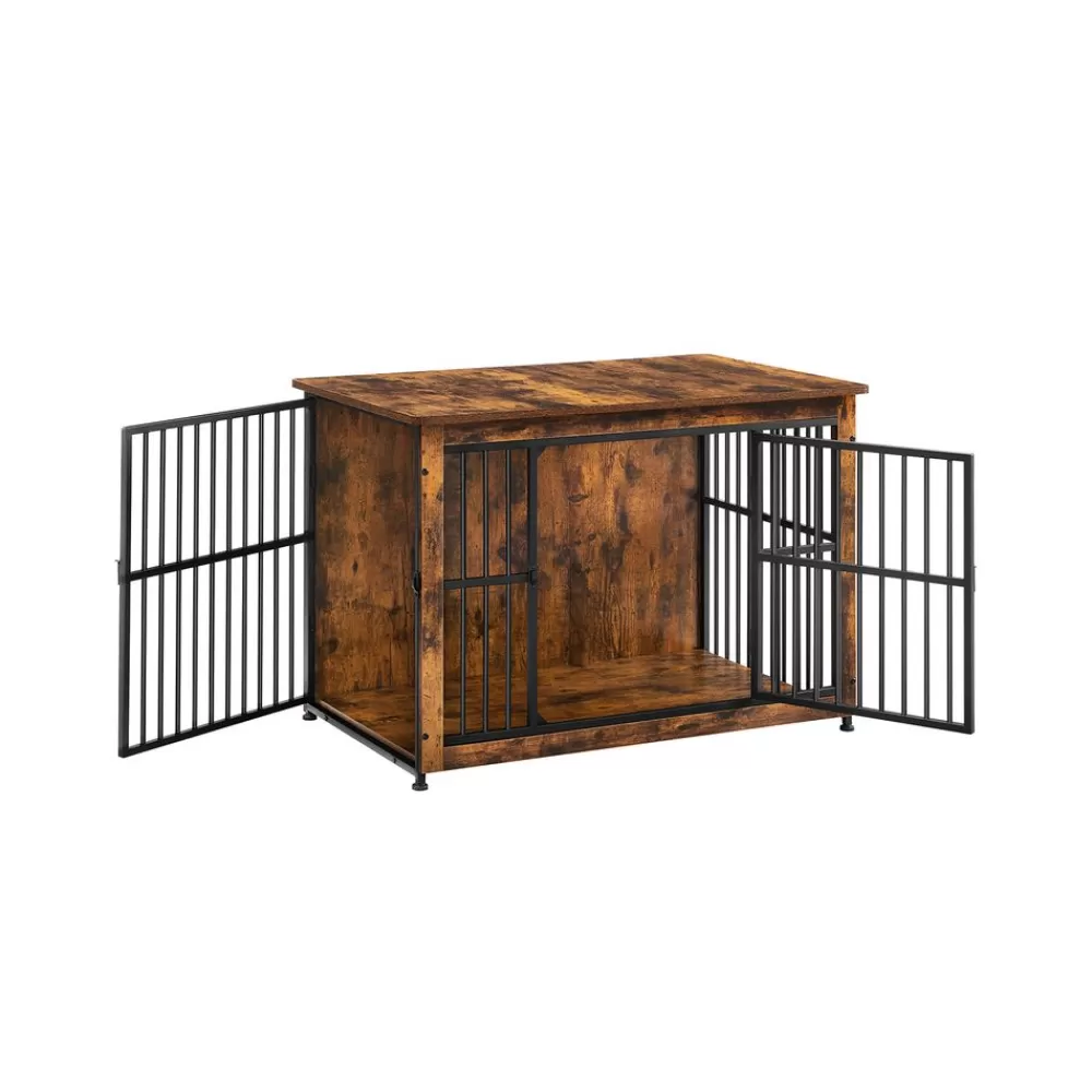 Shop Meuble cage pour chien à double porte marron rustique Cages Pour Chien