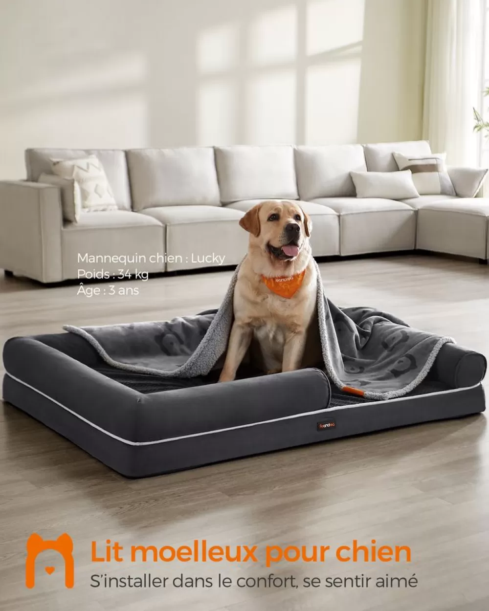 Cheap Panier pour chien orthopédique 135 x 107 x 25 cm antidérapant gris foncé Paniers Pour Chien