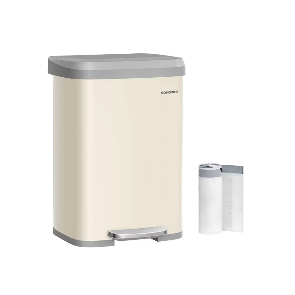 Fashion Poubelle de cuisine 50 L beige sable et gris tourterelle Cuisine & Salle À Manger | Poubelles