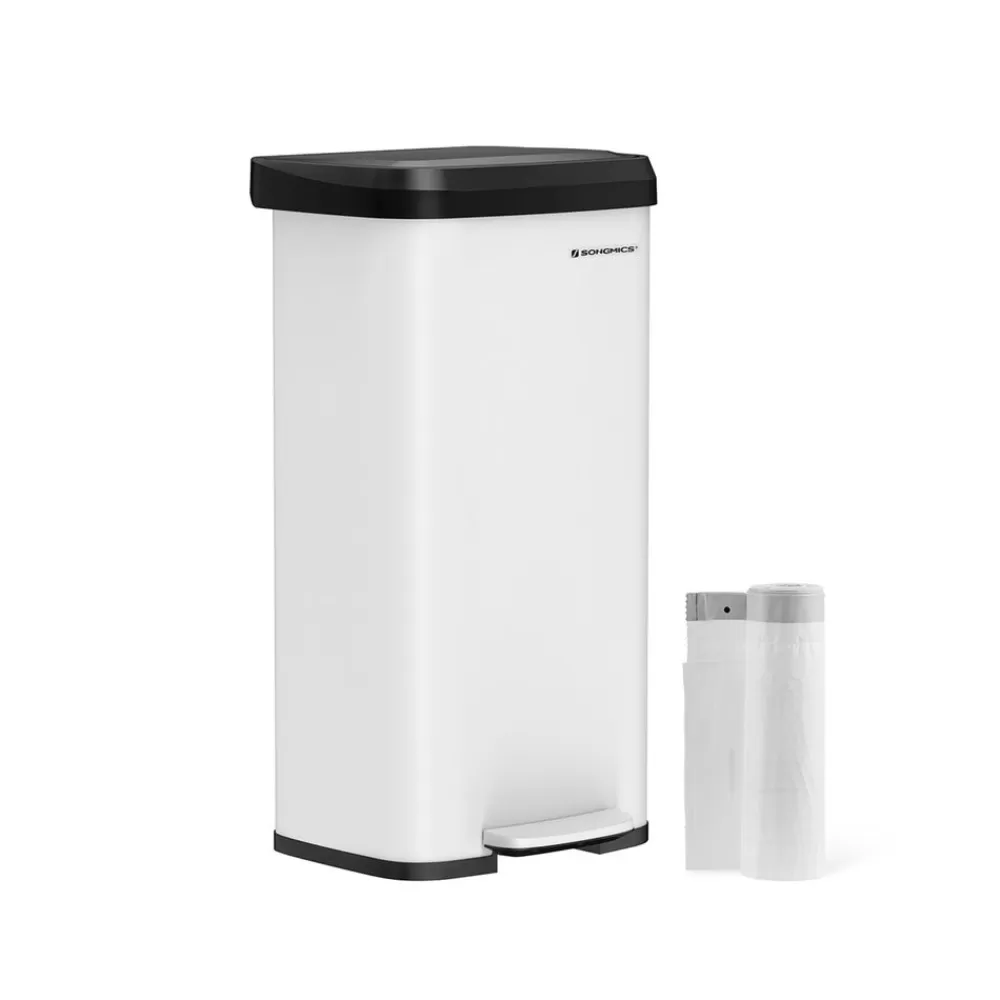 Clearance Poubelle de cuisine 68L en métal blanc noir Cuisine & Salle À Manger | Poubelles