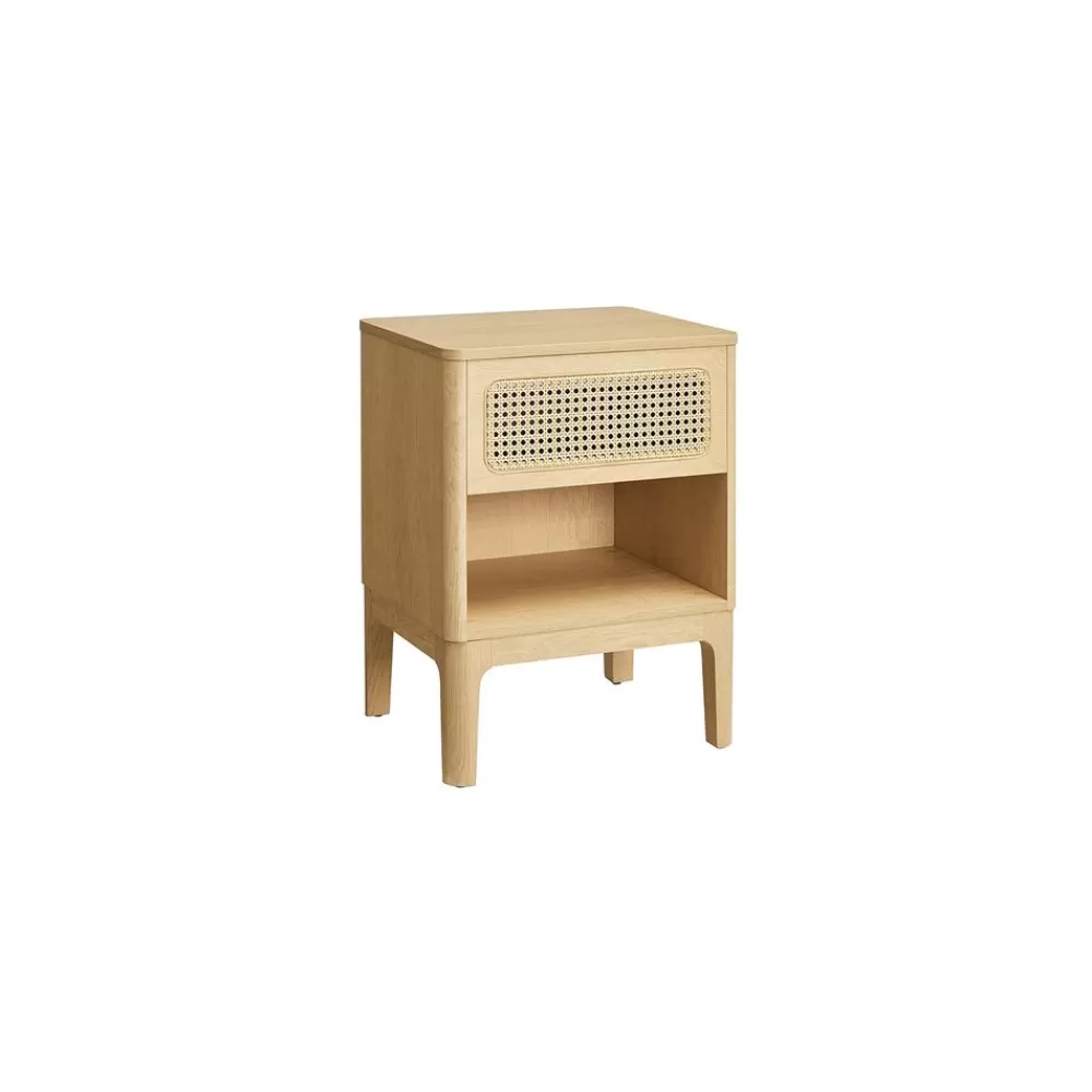 Sale Table de chevet avec tiroir et compartiment ouvert couleur chêne Chambre | Tables De Chevet