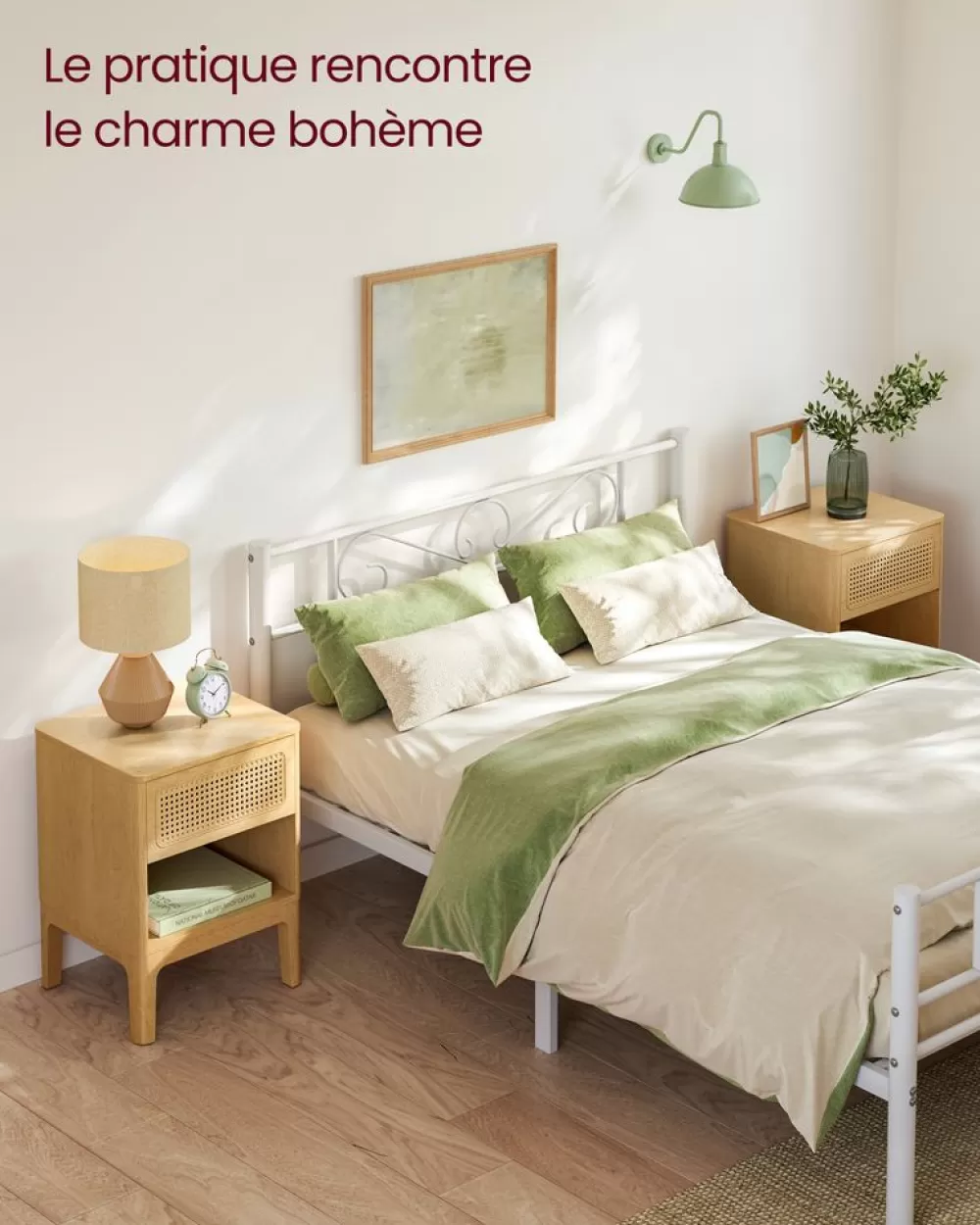 Sale Table de chevet avec tiroir et compartiment ouvert couleur chêne Chambre | Tables De Chevet