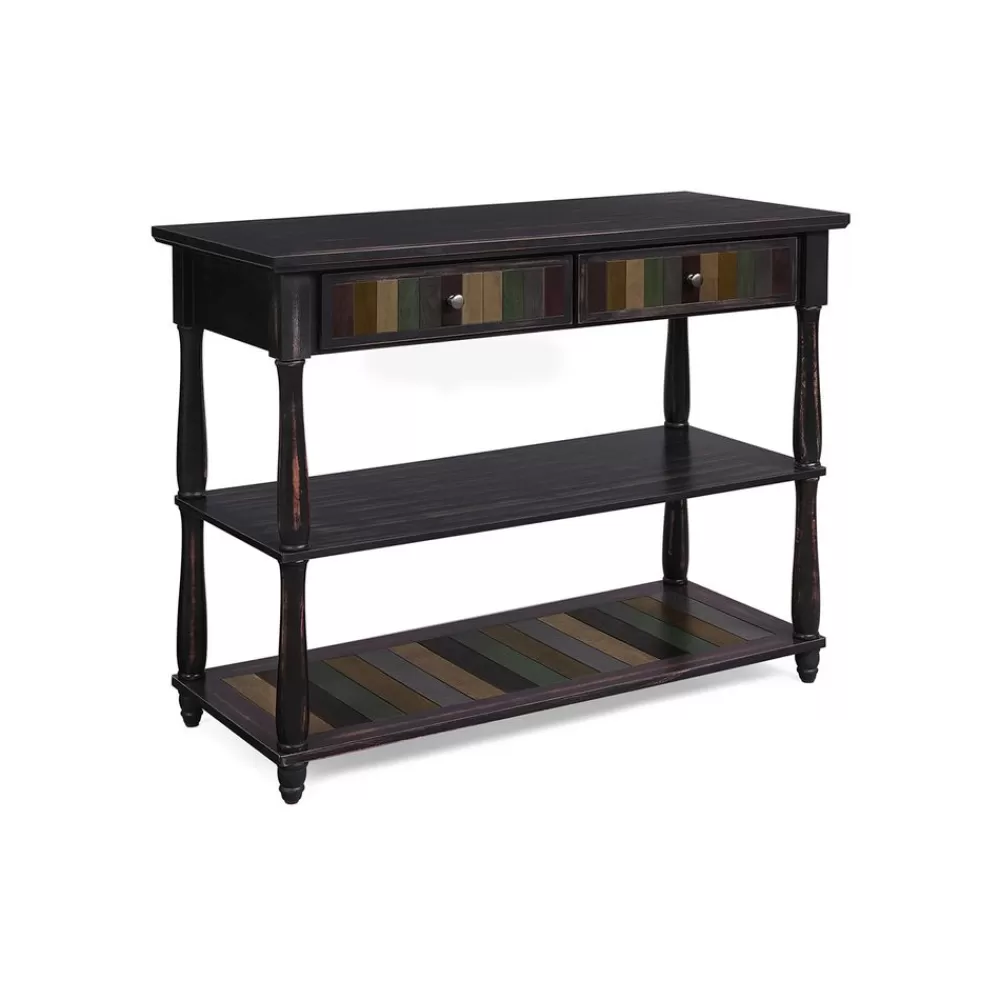 Best Table de chevet étroite avec 2 tiroirs et compartiment noir d'encre Tables D'Appoint