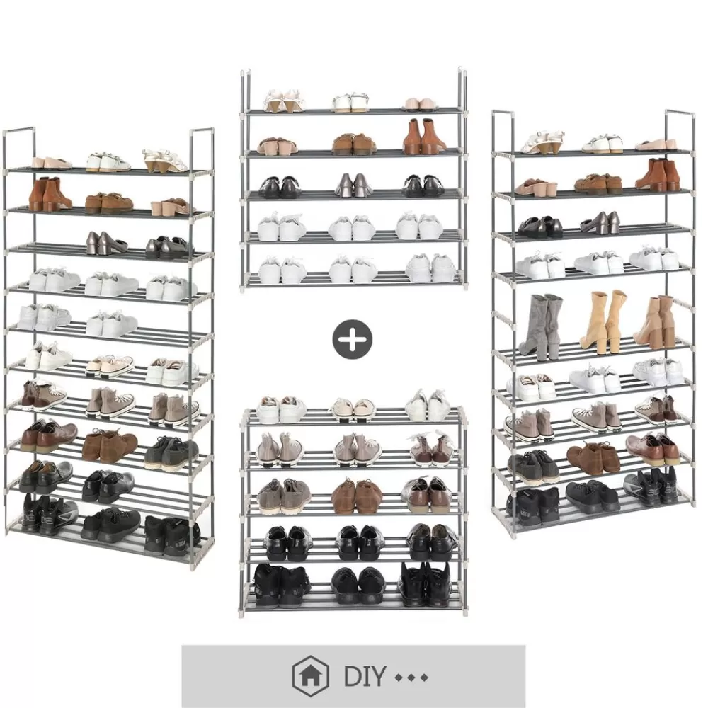 Fashion Étagère à chaussures de 10 niveaux gris Entrée | Étagères