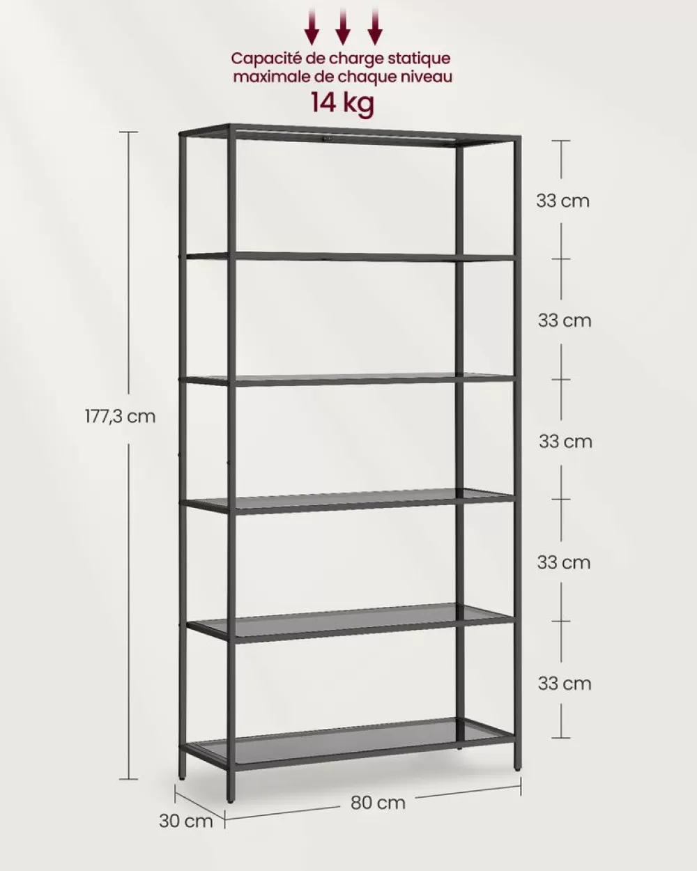 Discount Étagère 3 niveaux en métal 40 x 65 x 80 cm Étagères
