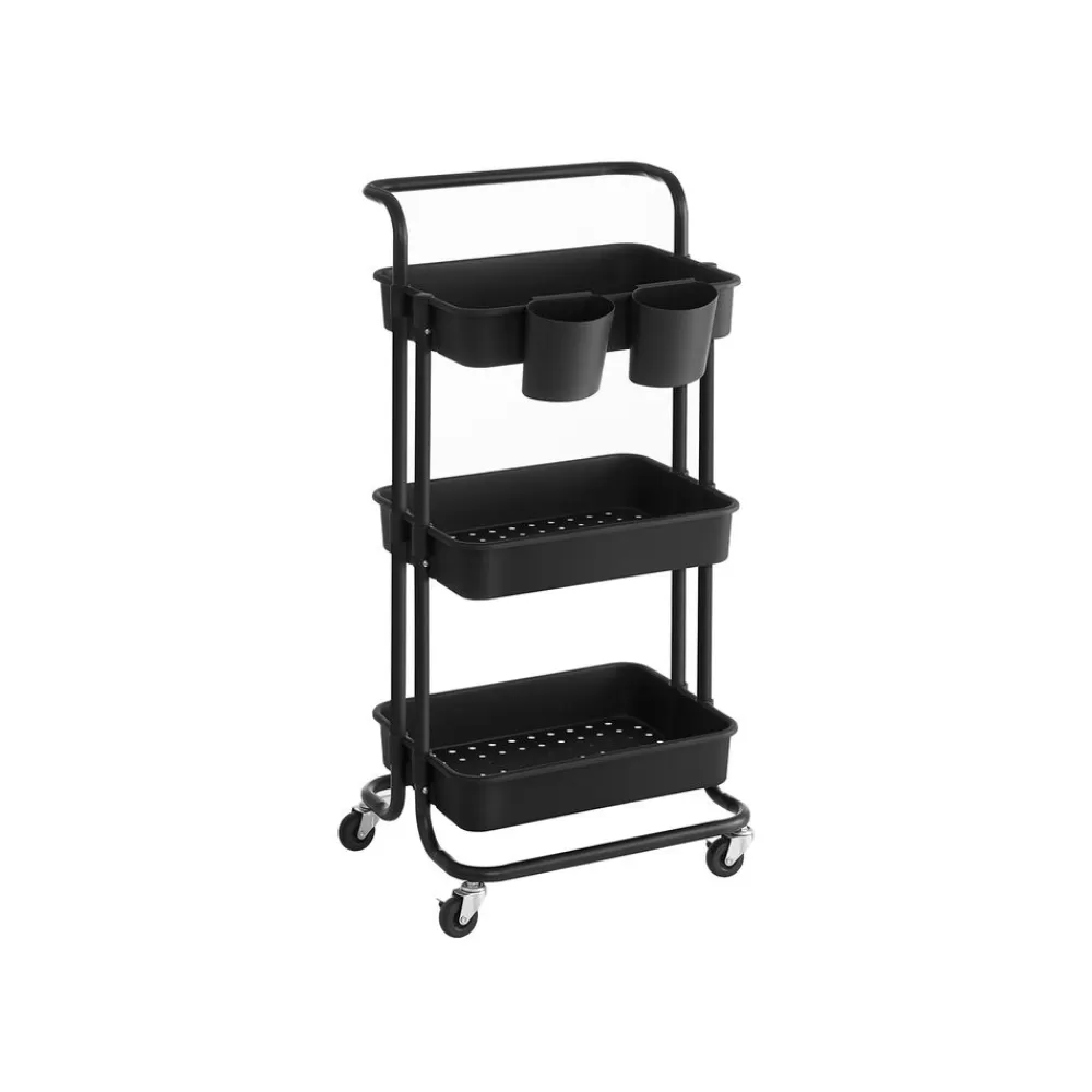 Best Sale Étagère rangement 3 niveaux noir Cuisine & Salle À Manger | Salle De Bain