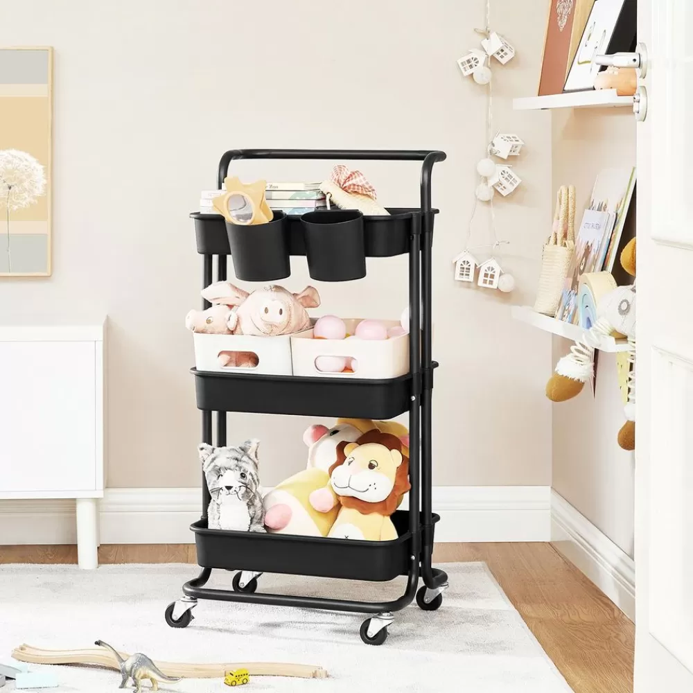 Best Sale Étagère rangement 3 niveaux noir Cuisine & Salle À Manger | Salle De Bain